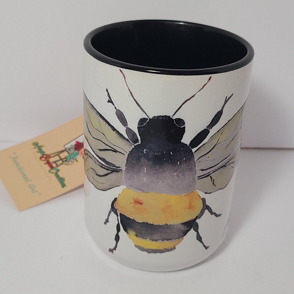 Bee Mug – Original Watercolor Art by Angie Bryan | Sublimated by The Crowing Hen - Picture 3 of 6